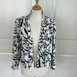 ALICE + Olivia Black White Crop Leaf Tropical Print Blazer Jacket Womens Size S